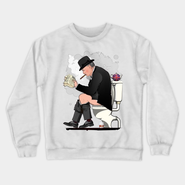 Winston Churchill on the Toilet Crewneck Sweatshirt by InTheWashroom